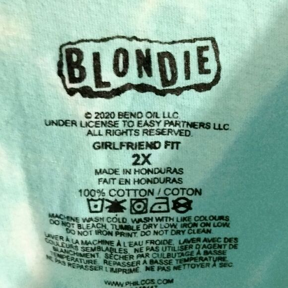BLONDIE Girlfriend Fit Short Sleeve Tee Shirt Size 2X Tie Dye Turquoise - Picture 4 of 4